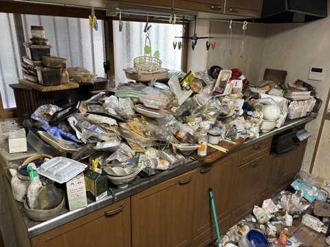 流し台にゴミが積まれている画像